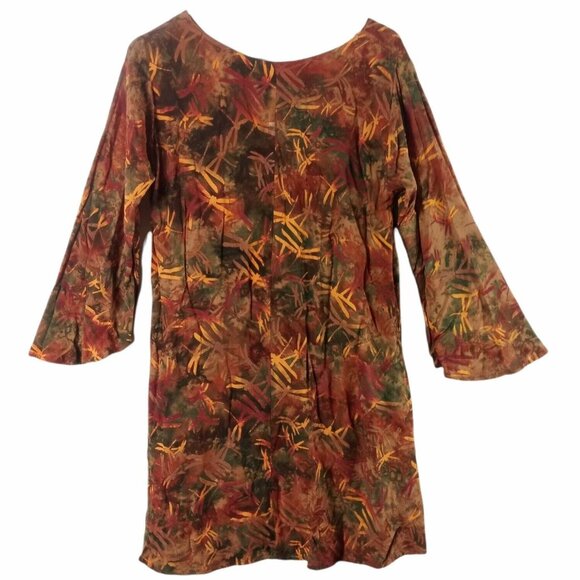 Boho Tunic Mini Dress Dragonfly Print Womens S Colorful Pockets Whimsical - Picture 9 of 9